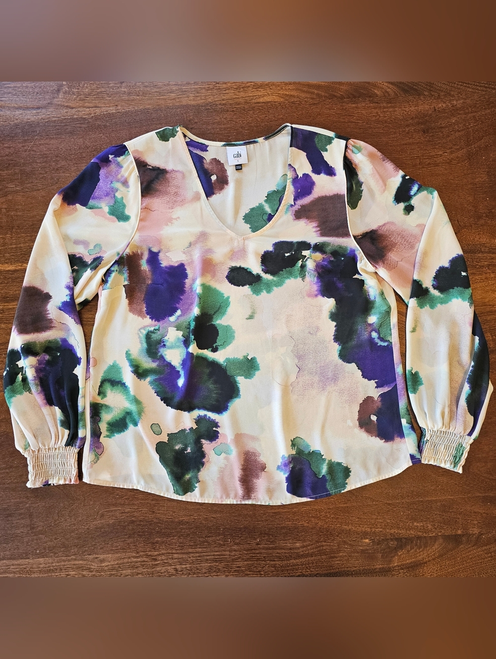 Cabi Blouse Watercolor Artsy Pattern Size Small